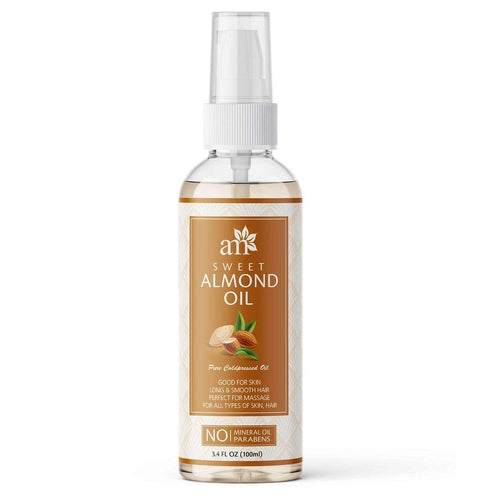 Huile d’Amande Douce 100 % Pure – Première Pression à Froid | Soin du Visage, Corps, Massage et Contour des Yeux